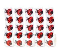 5 Rolls Seven-Spotted Ladybug Stickers 5 Waterproof Vinyl Decals | Red Black Pattern, Residue Free Removal, for Scrapbooks Notebooks Calendars and Gift Wrapping