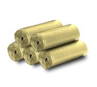 5 Rolls Small Trash Garbage Bags, 4 Gallon Strong Thin Material Disposable Kitchen Garbage Bags, Durable Plastic Trash Bags for Office Home Bedroom Garden Waste Bin, 200 Counts (Golden)