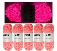 5 Rolls Two-Tone Glow in The Dark Yarn, Luminous Crochet Yarn for Crocheting DIY Knitting, Glow Yarn Sewing Supplies for Arts Crafts Sewing Party Supplies, Length 55m Per Roll (Orange Red)