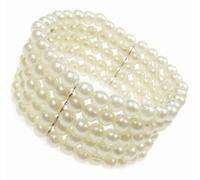 5 Row Stretch Pearl Bead Corsage Cuff Bracelet New