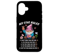 5 rules of a funny gnome Case for iPhone 16