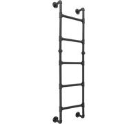 5-Rung Bunk Bed Ladder, 5.4×1.5FT Wall Mount Basement Window Well Egress, Black Wrought Iron Industrial Pipe Step Loads 330lbs, Indoor Outdoor Metal for Attic Loft Dorm RV Deck Wall(5.4FT/165cm)
