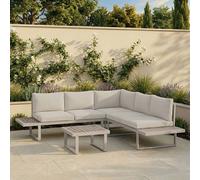 5 Seater Beige Aluminium Garden Corner Sofa Set with Matching Coffee Table