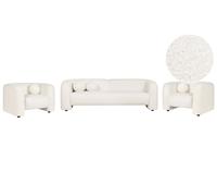 5 Seater Boucle Living Room Set White LEIREN