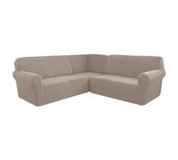5-Seater Grey Stretch Sofa Cover Machine Washable Protector for Corner Couch Ideal for Home Cafe & Restaurant - Ultimate Comfort & Stylish Solution
