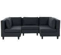 Modular U-Shape Sofa 5 Seater UNSTAD Black Fabric