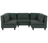 Beliani Modular U-Shape Sofa 5 Seater Unstad Fabric Dark Green