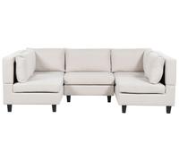 Modular U-Shape Sofa 5 Seater UNSTAD Fabric Light Beige