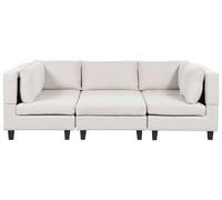 Beliani Modular U-Shape Sofa 5 Seater Unstad Fabric Light Beige With Ottoman