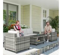 Outsunny 5 Seater Wicker Outdoor Furniture Set for Balcony, Grey, Grey