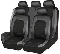5 Seats Full Set Car Seat Covers for BMW 2er G42 2er Coupe 2021 2022, PU Leather Waterproof Non-Slip Front and Rear Complete Automotive Protectors,Black-Grey