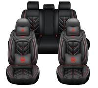 5 Seats Leather Seat Covers for Nissan Juke 1.0 DIG-T/1.5 dCi, Waterproof Non-Slip Breathable Seat Protector, Luxury Car Seat Covers Front and Rear Full Set,Black-Deluxe Edition