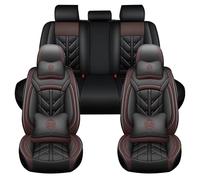 5 Seats Leather Seat Covers for Nissan Juke 1.0 DIG-T/1.5 dCi, Waterproof Non-Slip Breathable Seat Protector, Luxury Car Seat Covers Front and Rear Full Set,Brown-Deluxe Edition