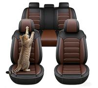 5 Seats Universal PU Leather Car Seat Covers for Daewoo Tosca, Leather Waterproof Breathable All Season Seat Covers,Front Seat Covers with Matching Back Seats Cover for Cars SUV Sedans Pickup(Brown)