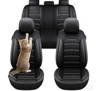 5 Seats Universal PU Leather Car Seat Covers for Focus Focus Mk3 Hatch, Waterproof Breathable All Season Seat Covers,Front Seat Covers with Matching Back Seats Cover for Cars SUV Sedans Pickup(Black)