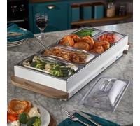 5-Section Buffet Warmer 9.6L with Hotplate Function & Adjustable Temp Cooks Professional White One Size