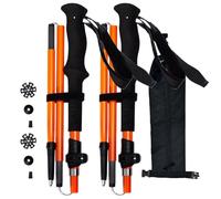 5-Section Folding Carbon Fibre Trekking Poles Telescopic Hiking Poles with Quick Lock, Collapsible & Portable Walking Sticks for Backpacking, Camping, Hiking, Length Adjustable (2, Orange, 135 CM)