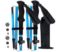 5-Section Folding Carbon Fibre Trekking Poles Telescopic Hiking Poles with Quick Lock, Collapsible & Portable Walking Sticks for Backpacking, Camping, Hiking, Length Adjustable (2, Blue, 135 CM)