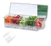 5 Section Salad Storage Container Safe Plastic Portable Fresh Keeping Box with Clear Lid for Home and Outdoor Activities(E)
