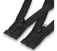 #5 Separating Sewing Zipper for Jacket: YZSFIRM 2Pcs 38 inch Black Plastic Zippers - Replacement Coat Open End Zipper Bulk