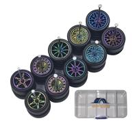 5 Set 1/64 Wheels and Tires Set, Chameleon Color 1 64 Scale Wheels with 5 Styles of Rims and Rubber Tires for 1/64 Diecast Cars Upgraded and Modified Rubber Tires (5set)