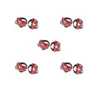 5 set 1 Pair Mini Foot Tambourine Percussion with Double Row Steel Jingles Red