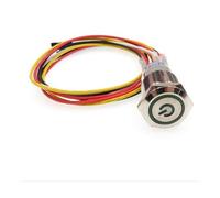 5 Set Computer Metal L Power Push Button Switch On-off 5V 12mm16mm19mm22mm Waterproof With 50cm Wire Harness(Rosso,22mm)