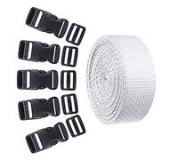 5 Set Each of 1 Inch Flat Side Release Buckles and Tri-Glides with 5 Yards of Nylon Webbing Straps - Ideal for DIY Luggage Straps, Pet Collar, Backpack Repair