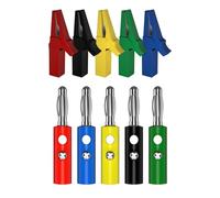 5 Set Insulated Leads Clips 4mm Banana Connector Strong Grip Color Coded For Electrical Lab Testing And Multimeter Use