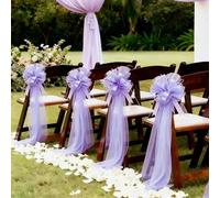 5 Set Large Wedding Pew Bows, Pull Bows with Long Tulle Church Wedding Chair Aisle Decorations for Bridal Showe Car Decoration Reception Birthday (Purple)
