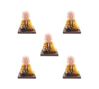 5 set Little Monk Figurine Solar Powered Car Toy Bobble Head Toy Car Ornament L Yellow