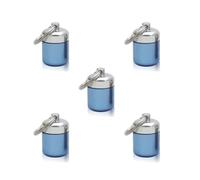 5 Set Mini Pills Box Aluminum Alloy Keychain Bottle Backpacking Personal Tablets Adults Kids Elderly Waterproof Sealed Container Blue