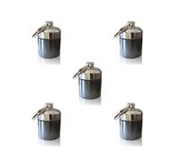 5 Set Mini Pills Box Aluminum Alloy Keychain Bottle Backpacking Personal Tablets Adults Kids Elderly Waterproof Sealed Container Silver Gray
