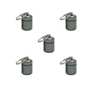 5 Set Mini Pills Box Aluminum Alloy Keychain Bottle Backpacking Personal Tablets Adults Kids Elderly Waterproof Sealed Container Gray