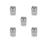 5 Set Mini Pills Box Aluminum Alloy Keychain Bottle Backpacking Personal Tablets Adults Kids Elderly Waterproof Sealed Container Silver