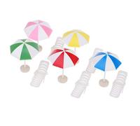 5 Set Miniature Beach Deck Chair Umbrella Model Dollhouse Garden Decor