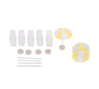 5 Set Miniature Beach Deck Chair Umbrella Model for Dollhouse Decor Yellow, Yellow White