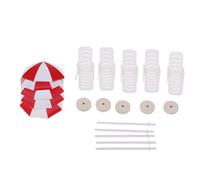 5 Set Miniature Beach Deck Chair Umbrella Model for Dollhouse Garden Decor, Red White