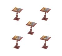 5 set Miniature Dollhouse Chess Set for Dollhouse Decor Golden and silvery Mini Chess