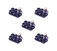 5 set of 1/12 Dollhouse Miniature Tea Set Accessories for Kitchen Decor Navy Blue