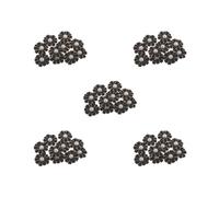 5 Set of 10pcs Pearl Rhinestone Flower Button Crystal Flatback Ornaments Decoration Black +Pearl