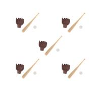 5 set of 3Pcs/Set 1/12 Dollhouse Mini Baseball Bat Glove & Ball Model Game Ornaments