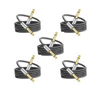 5 set of 6.35mm Instrument Cable Unbalanced jack Guitar Patch Cords for Speaker 1.8M, Black