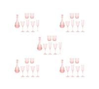 5 set of 7 Pieces Dollhouse Drink Glass Model Decoration Acrylic for Party Kitchen Pink
