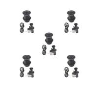5 Set of Air Switch Kits Portable Cordless on Off Push Button Switch Pneumatic Switch 32 mm All Black