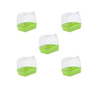 5 set of Caged Parrot Bathing Tub Lovebirds Parakeets Budgerigar Canary Bird Bath Box Green