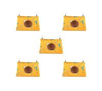 5 set of Coral Velvet Hideaway Hut Warm Bird Hammock for Parakeet Lovebird Cockatiels M Yellow