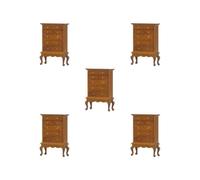 5 set of Dollhouse 5 Drawer Dresser Miniature 1:12 Scale for Bathroom Dollhouse Brown