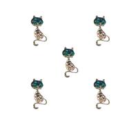 5 set of Green Cat Brooch Pin Luxury Animal Gift for Backpacks Clothing Jacket