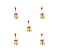 5 set of Hand Held Bell Metal Vintage for Meeting Celebration School Red Golden Total Height 12 cm